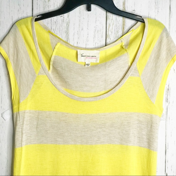 Two by Vince Camuto Yellow Stripe Top - Picture 4 of 8